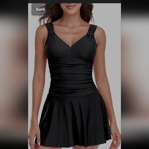 RELLECIGA Women's Ruched One Piece Skirt Swimsuit Tummy Control Swimwear NEW L